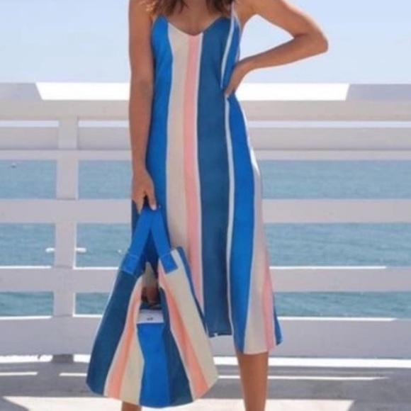 Lemlem x H&M STRIPE MIDI SUMMER VACATION SLIP DRESS SZ XL - Picture 1 of 9